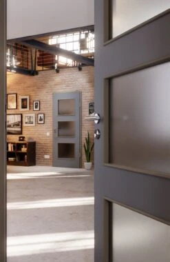 HÖRMANN Innentür Ultramatt Staubgrau Duradecor Proline Concepto Mit Lichtausschnitt LA 11 -Türen Verkauf 2.3 innentueren concepto la 11 ultramatt staubgrau 226308 stilwelt closeup