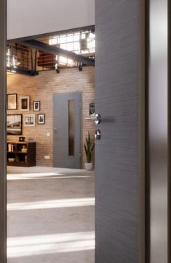 HÖRMANN Innentür Schiefer Staubgrau Duradecor Proline Concepto Mit Lichtausschnitt LA 24 Bandseitig -Türen Verkauf 2.3 innentueren concepto la 24 b cross schiefer staubgrau 226263 stilwelt closeup 1