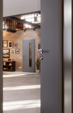 HÖRMANN Innentür Ultramatt Staubgrau Duradecor Proline Concepto Mit Lichtausschnitt LA 24 Bandseitig -Türen Verkauf 2.3 innentueren concepto la 24 b ultramatt staubgrau 226309 stilwelt closeup