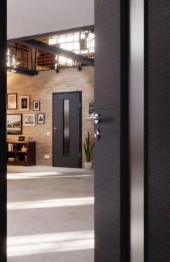 HÖRMANN Innentür Schiefer Anthrazit Duradecor Proline Concepto Mit Lichtausschnitt LA 24 -Türen Verkauf 2.3 innentueren concepto la 24 schiefer anthrazit 187586 stilwelt closeup