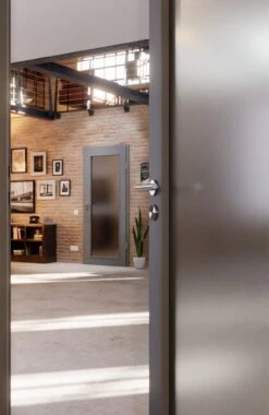 HÖRMANN Innentür Ultramatt Staubgrau Duradecor Proline Concepto Mit Lichtausschnitt LA 27 -Türen Verkauf 2.3 innentueren concepto la 27 ultramatt staubgrau 226312 stilwelt closeup