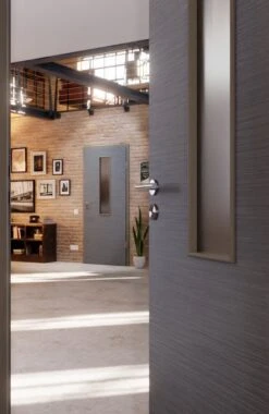 HÖRMANN Innentür Schiefer Staubgrau Duradecor Proline Concepto Mit Lichtausschnitt LA 4 Mittig -Türen Verkauf 2.3 innentueren concepto la 4 m cross schiefer staubgrau 226255 stilwelt closeup 1