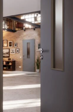 HÖRMANN Innentür Ultramatt Staubgrau Duradecor Proline Concepto Mit Lichtausschnitt LA 4 Mittig -Türen Verkauf 2.3 innentueren concepto la 4 m ultramatt staubgrau 226301 stilwelt closeup