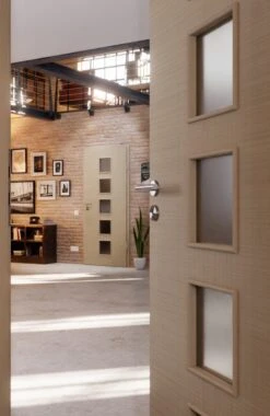 HÖRMANN Innentür Leinen Taupe Duradecor Proline Concepto Mit Lichtausschnitt LA 5 -Türen Verkauf 2.3 innentueren concepto la 5 leinen taupe 187654 stilwelt closeup 1