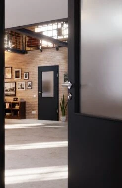 HÖRMANN Innentür Ultramatt Anthrazit Duradecor Proline Concepto Mit Lichtausschnitt LA 7 -Türen Verkauf 2.3 innentueren concepto la 7 ultramatt anthrazit 187539 stilwelt closeup