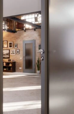 HÖRMANN Innentür Ultramatt Staubgrau Duradecor Proline Concepto Mit Lichtausschnitt LA 8 -Türen Verkauf 2.3 innentueren concepto la 8 ultramatt staubgrau 226305 stilwelt closeup