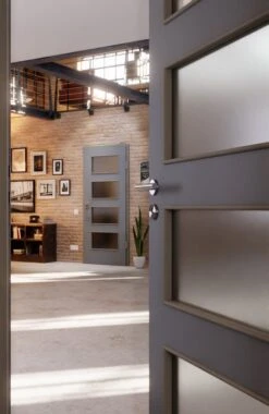 HÖRMANN Innentür Ultramatt Staubgrau Duradecor Proline Concepto Mit Lichtausschnitt LA 9 -Türen Verkauf 2.3 innentueren concepto la 9 ultramatt staubgrau 226306 stilwelt closeup