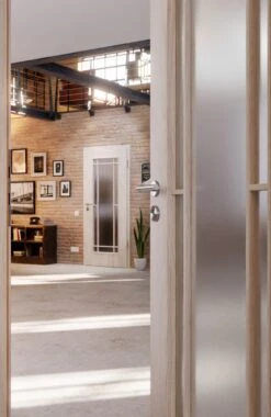 HÖRMANN Innentür Georgia 1 Gebürstete Salzeiche Duradecor ClassicLine Mit Lichtausschnitt LA Lugano -Türen Verkauf 2.3 innentueren georgia 01 la lugano gebuerstete salzeiche 189882 stilwelt closeup