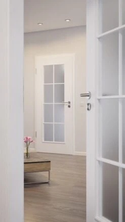 HÖRMANN Innentür Georgia 1 Esche Weiß Duradecor ClassicLine Mit Lichtausschnitt LA Sprosse 2/4 -Türen Verkauf 2.3 innentueren georgia 01 la sprosse 2 4 esche weiss 189875 stilwelt closeup