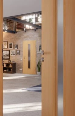 HÖRMANN Innentür Französische Buche Duradecor ProLine Mit Lichtausschnitt LA 24 Mittig -Türen Verkauf 2.3 innentueren baseline duradecor glatt la 24 franzoesische buche 160157 stilwelt closeup