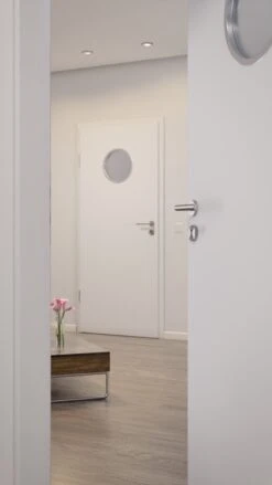 HÖRMANN Innentür Bütte Weiß Duradecor ProLine Mit Lichtausschnitt LA Bullauge -Türen Verkauf 2.3 innentueren baseline duradecor glatt la bullauge buette weiss 159997 stilwelt closeup