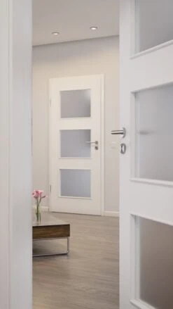 HÖRMANN Innentür Gebürstetes Weiß Duradecor ProLine Mit Lichtausschnitt LA 11 -Türen Verkauf 2.3 innentueren baseline duradecor struktur la 11 gebuerstetes weiss 160075 stilwelt closeup