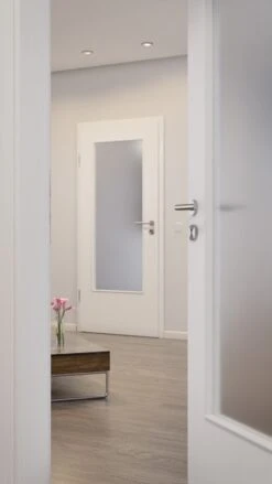 HÖRMANN Innentür Gebürstetes Weiß Duradecor ProLine Mit Lichtausschnitt LA-DIN -Türen Verkauf 2.3 innentueren baseline duradecor struktur la din gebuerstetes weiss 160071 stilwelt closeup