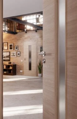 HÖRMANN Innentür Graueiche Quer Duradecor ProLine Mit Lichtausschnitt LA 24 Mittig -Türen Verkauf 2.4 innentueren baseline duradecor struktur la 24 cross graueiche 169207 stilwelt closeup