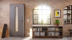 HÖRMANN Innentür Schiefer Staubgrau Duradecor Proline Concepto Mit Lichtausschnitt LA 24 Mittig -Türen Verkauf 2.4 innentueren concepto la 24 m cross schiefer staubgrau 226264 stilwelt detail 1