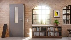 HÖRMANN Innentür Schiefer Staubgrau Duradecor Proline Concepto Mit Lichtausschnitt LA 4 Mittig -Türen Verkauf 2.4 innentueren concepto la 4 m cross schiefer staubgrau 226255 stilwelt detail 1