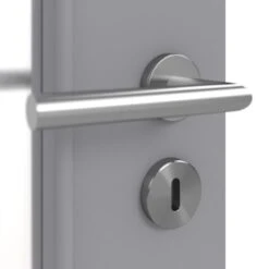 HÖRMANN Doppelflügeltür Staubgrau RAL 7037 Duradecor ProLine Mit Lichtausschnitt LA-DIN Mit Zarge -Türen Verkauf 3.1 fluegeltueren baseline duradecor glatt la din staubgrau 208804 detail oberflaeche