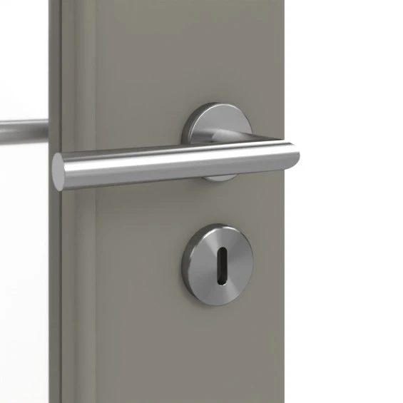 HÖRMANN Doppelflügeltür Groove 78 Staubgrau RAL 7037 Lack DesignLine Mit Lichtausschnitt LA 24 Schlossseitig Mit Zarge 4 HÖRMANN Doppelflügeltür Groove 78 Staubgrau RAL 7037 Lack DesignLine Mit Lichtausschnitt LA 24 Schlossseitig Mit Zarge - Image 4