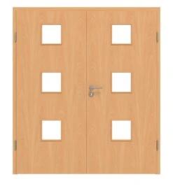 HÖRMANN Doppelflügeltür Französische Buche Duradecor ProLine Mit Lichtausschnitt LA 10 Mit Zarge