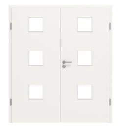 HÖRMANN Doppelflügeltür Verkehrsweiß RAL 9016 Duradecor ProLine Mit Lichtausschnitt LA 10 Mit Zarge