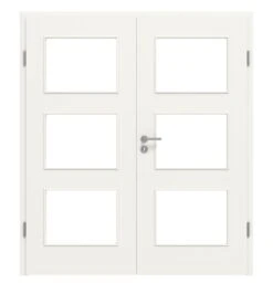 HÖRMANN Doppelflügeltür Verkehrsweiß RAL 9016 Duradecor ProLine Mit Lichtausschnitt LA 11 Mit Zarge