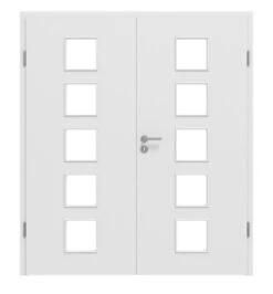 HÖRMANN Doppelflügeltür Bütte Weiß Duradecor ProLine Mit Lichtausschnitt LA 5 Mit Zarge