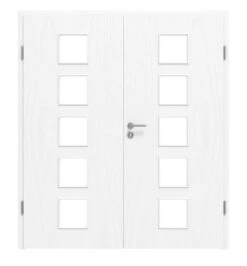 HÖRMANN Doppelflügeltür Esche Weiß Duradecor ProLine Mit Lichtausschnitt LA 5 Mit Zarge