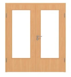 HÖRMANN Doppelflügeltür Französische Buche Duradecor ProLine Mit Lichtausschnitt LA-DIN Mit Zarge