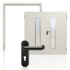 HÖRMANN Komplettset 2-flg. Mehrzwecktür MZ-2 Mit Lichtausschnitt LA-B9 Inkl. Eckzarge