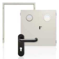 HÖRMANN Komplettset 2-flg. Mehrzwecktür MZ-2 Mit Rundem Lichtausschnitt Inkl. Eckzarge